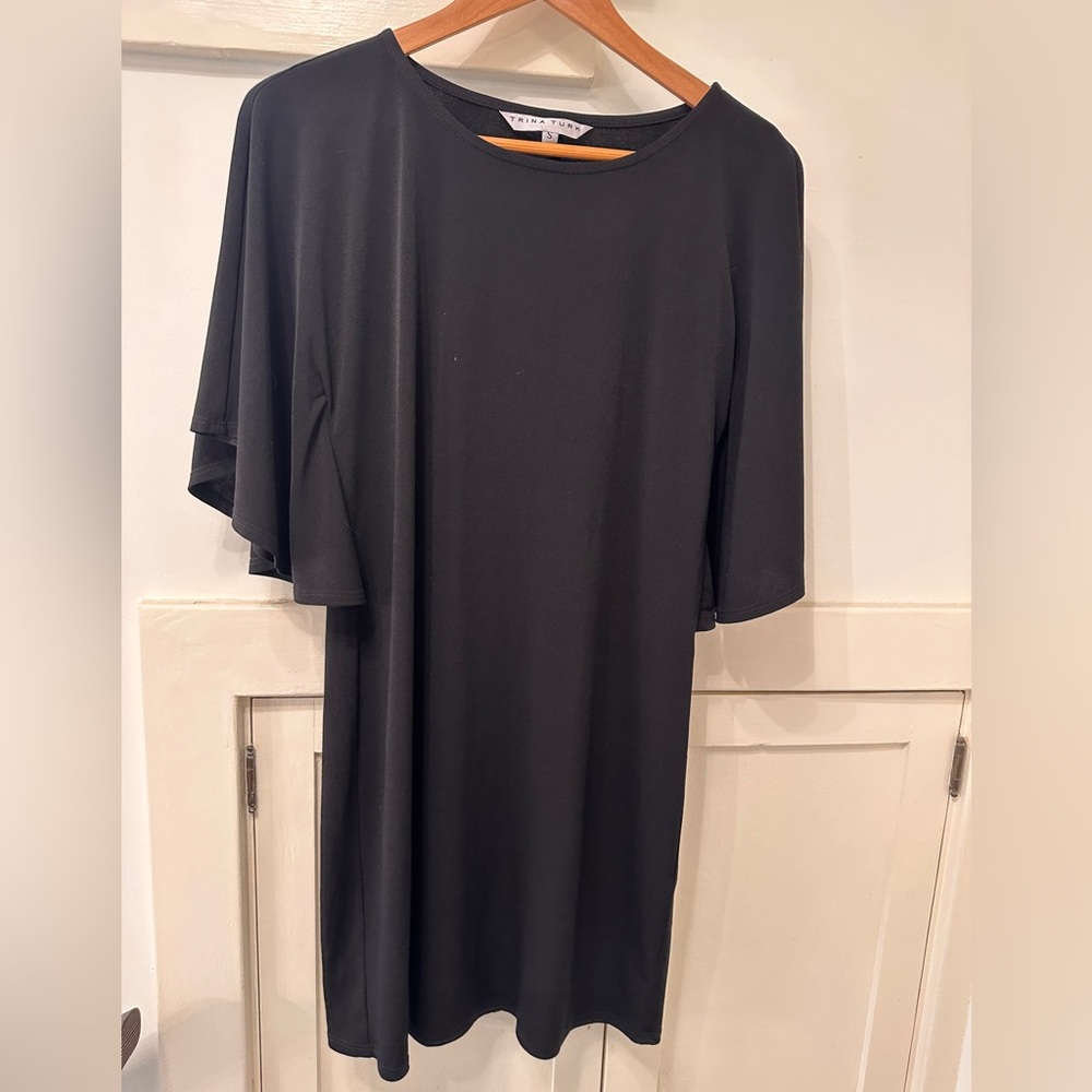 Trina Turk flutter sleeve shift dress in black